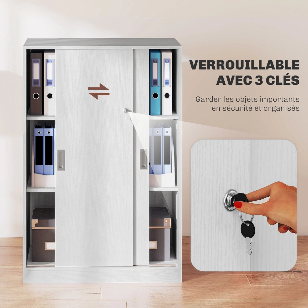 Armadio Scorrevole per Ufficio ¨C zephmum ¨C Bianco Legno 80x40x120 cm
