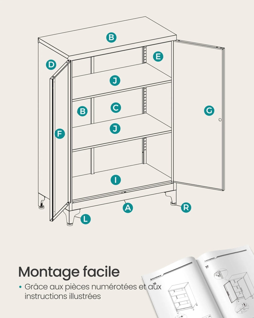 Armadio per ufficio mobiletto multiuso armadio per ufficio a 2 ante 40 x 60 x 90 cm chiudibile a chiave acciaio per ufficio/soggiorno nero 12_0004832