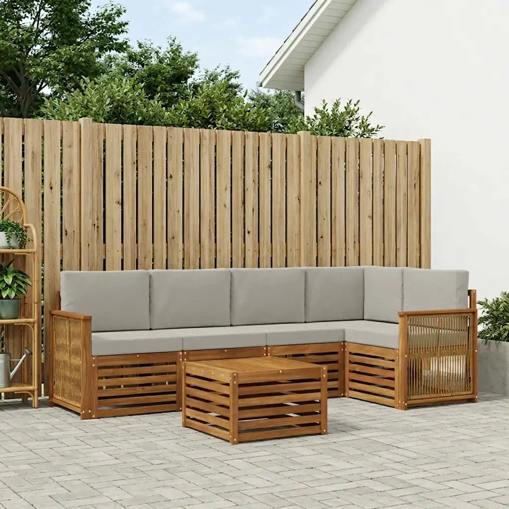 Set divano sezionale con cuscino 5 pcs Naturale e Grigio Chiaro 3384387