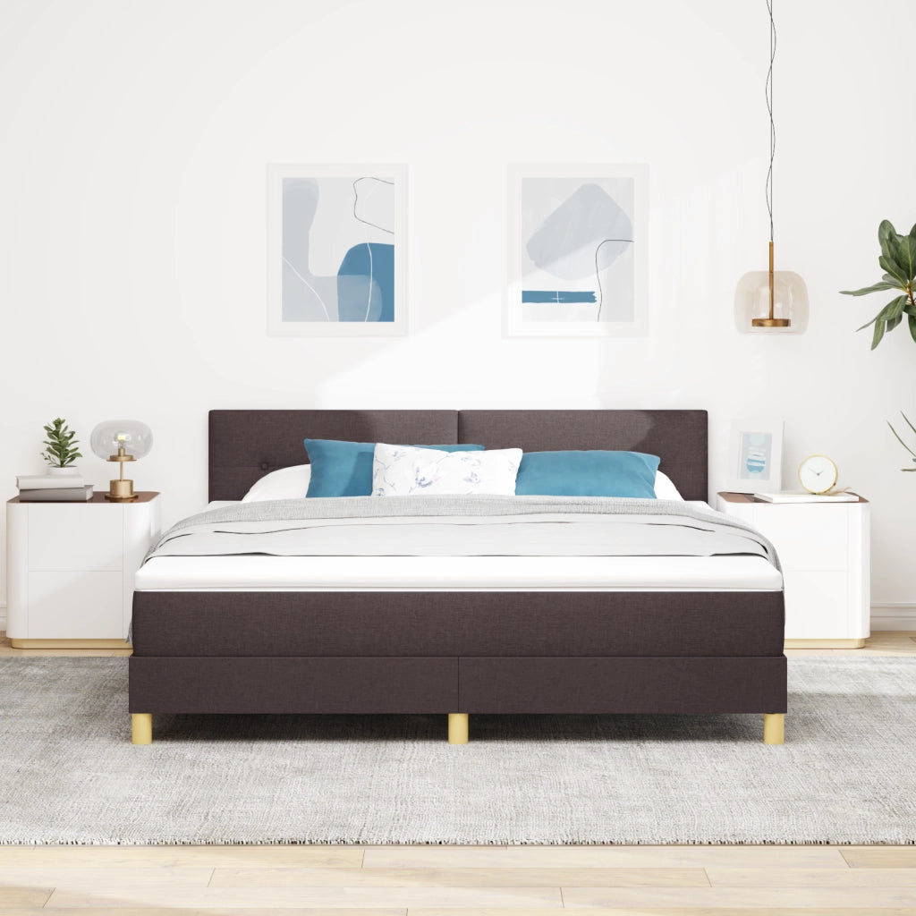 Letto con Box Spring e Materasso Marrone Scuro 180x200 cm Tessuto