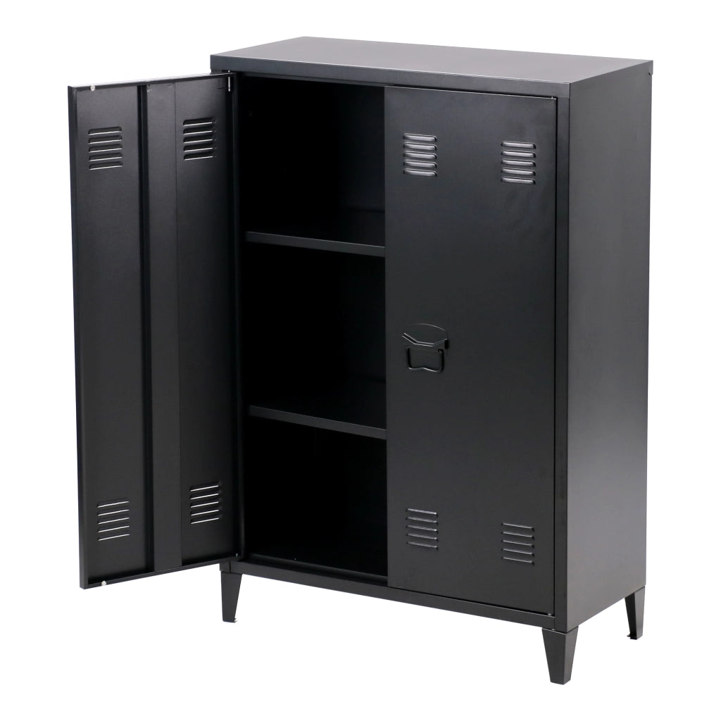 Armadietto da Ufficio Oripää in Acciaio 110 x 75 x 33 cm Nero [en.casa]