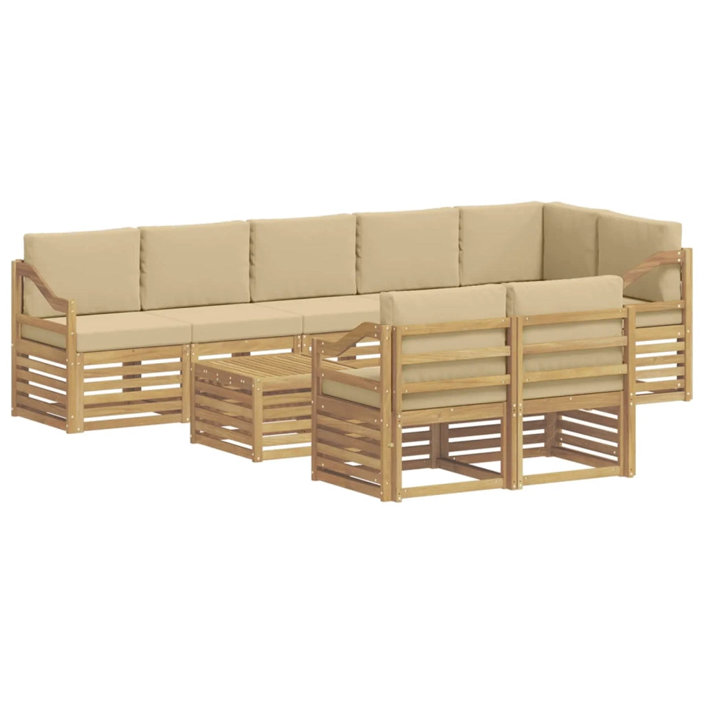 Set di divani da esterno 9 pcs Bianco e Beige 59 x 59 x 37 cm 3392093