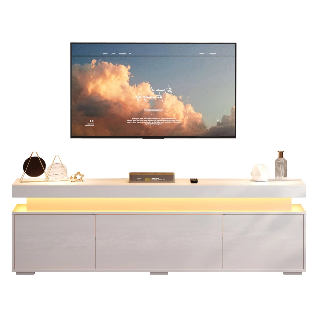 Mobile TV da terra 150 x 35 x 43 cm; 3 ante; LED e USB; bianco in truciolare