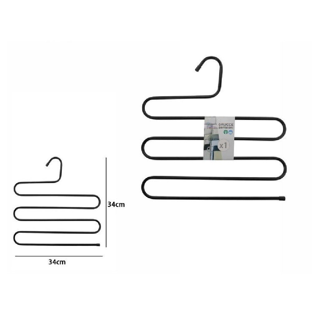 Trade Shop - Gruccia A S Nera Pantaloni Sciarpe Cravatte Multipla 5 Strati Salvaspazio 62438 -