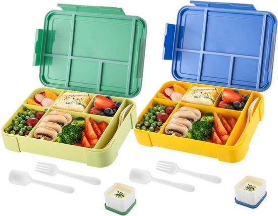 Lunchbox bento con utensili - contenitore per pasti per bambini e adulti - contenitore per pasti con contenitori e box per salse - contenitore per pasti con microonde - contenitore per picnic ufficio