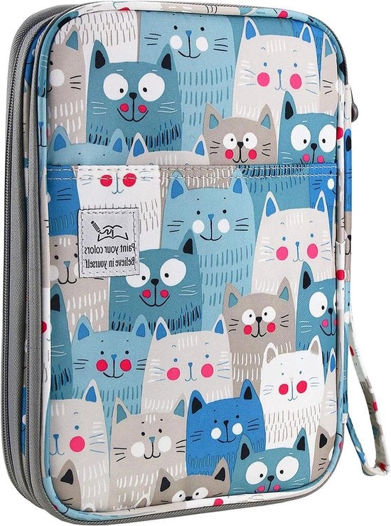 Confezione di Matite Colorate - Borsa di Organizzazione per Matite con Cerniera di Grande Capacità - Pennarelli Acquaragia Gel - Studenti e Artisti - Gatto di Grande Dimensione