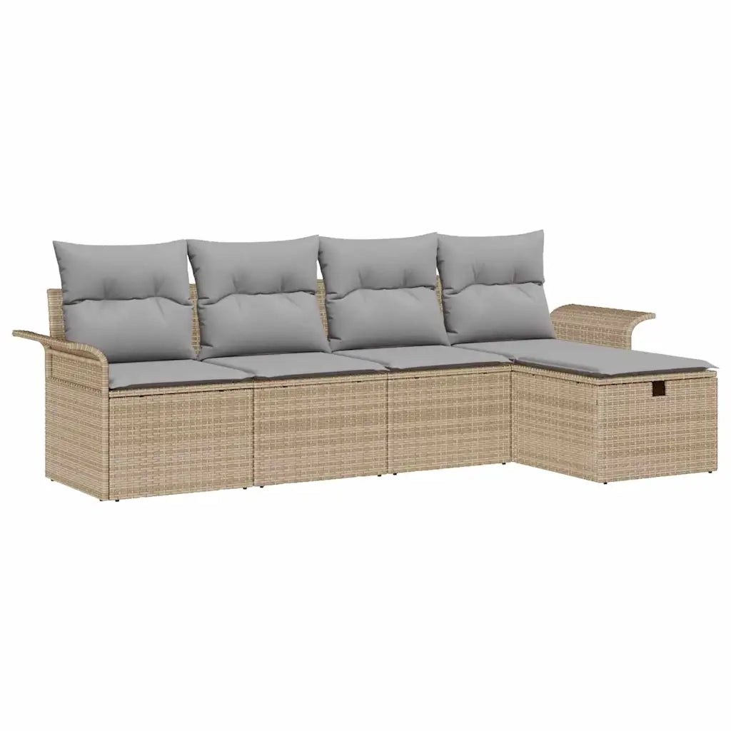 Set Divano da Giardino 5 pcs Beige e Grigio Chiaro polyrattan 3358859