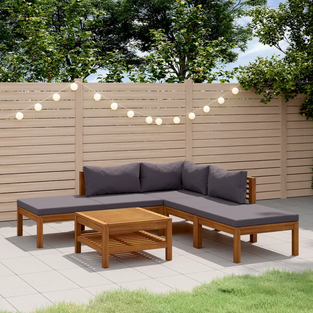 Set Divani da Giardino 6 pz con Cuscini in Massello di Acacia cod mxl 40777