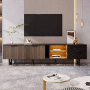 Mobile TV 200cm - Zephmum- Nero marmo effetto legno scuro LED regolabile