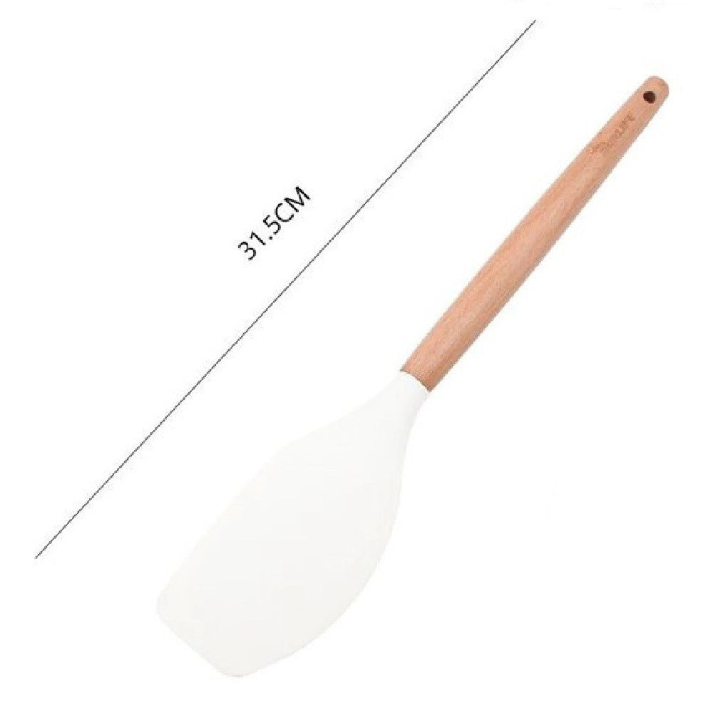 Trade Shop - Spatola In Silicone Manico Legno Utensile Cucina Dolci Pasticceria 31.5cm 50868 -