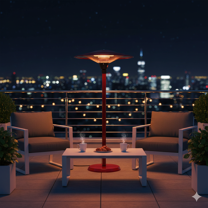 Stufa Elettrica Fungo Riscaldante Infrarossi Saturno Esterno-Interno Regolabile Bordeaux