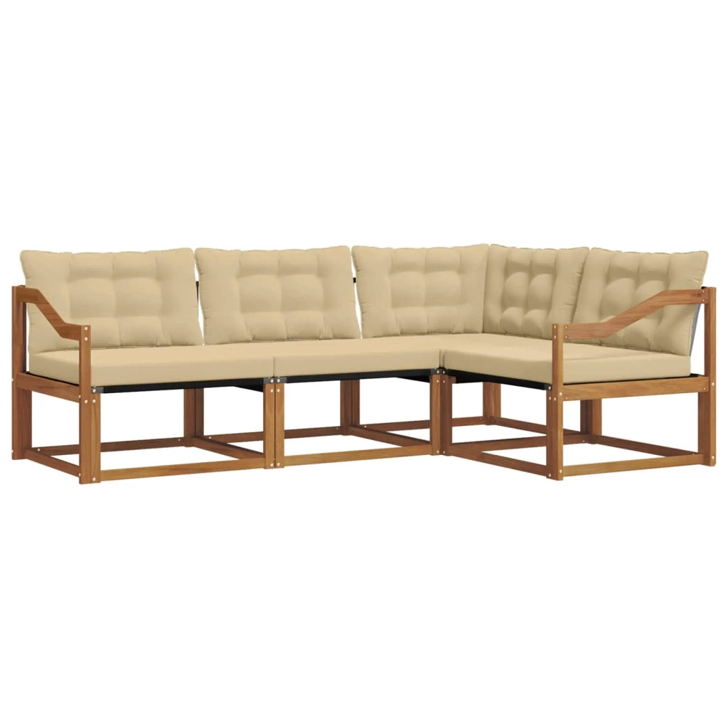 Set di divani da esterno con cuscino 4 pcs Naturale e Beige