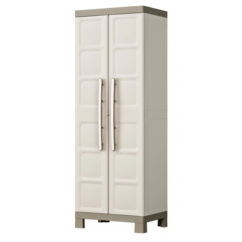 Armadio da esterno in resina alto 2 ante 4 ripiani regolabili 65x45x182 cm Beige/Tortora - Excellence Alto - Keter