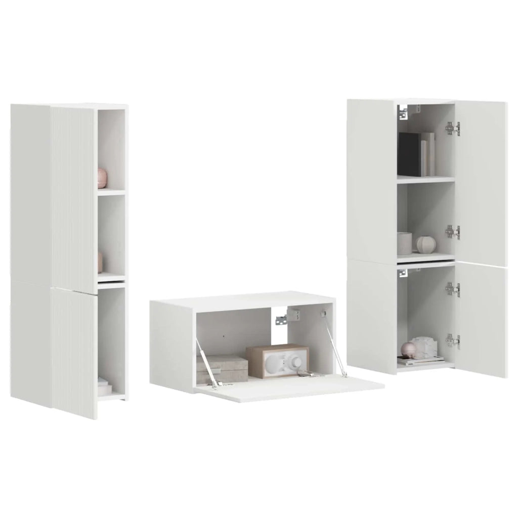 Set mobile TV 5 pz-Credenza per TV Bianco Legno multistrato