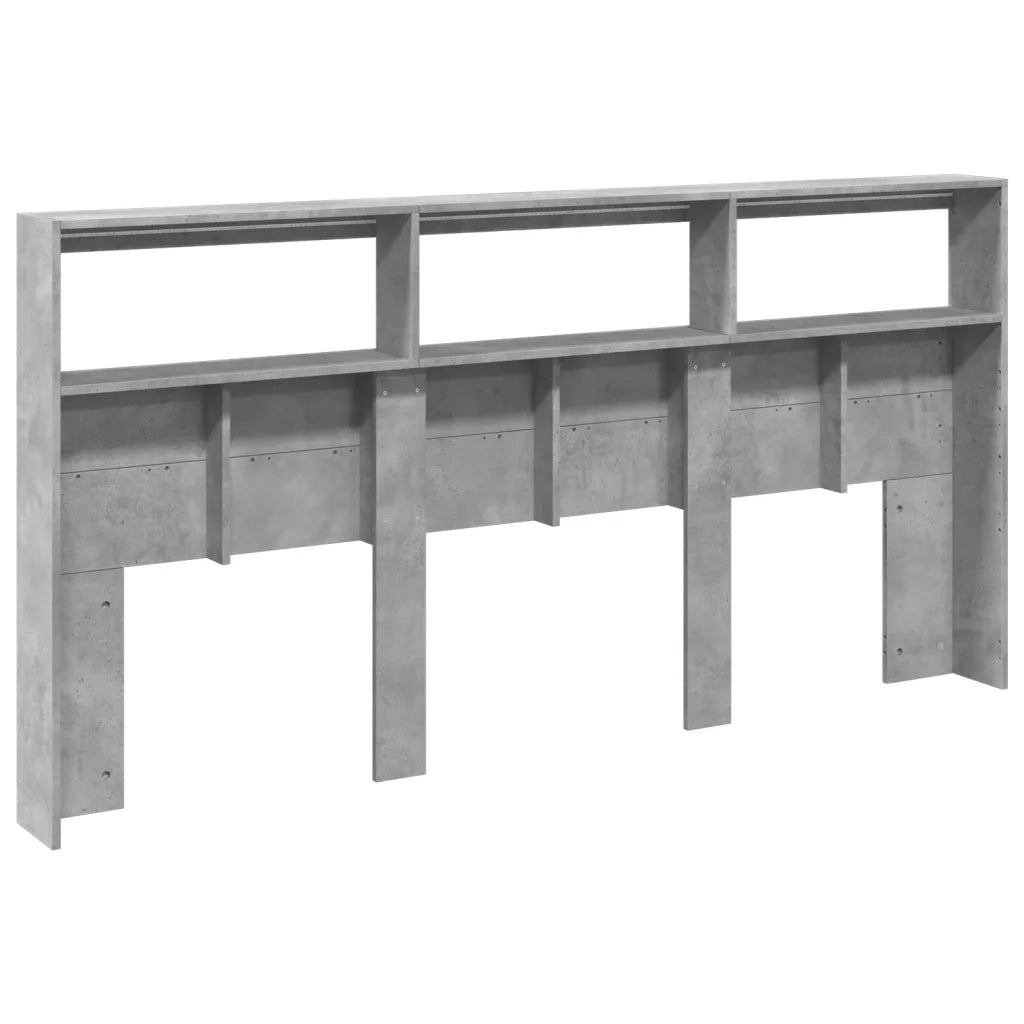 Testiera | Testata con Contenitore a LED Grigio Cemento 200x17x102 cm