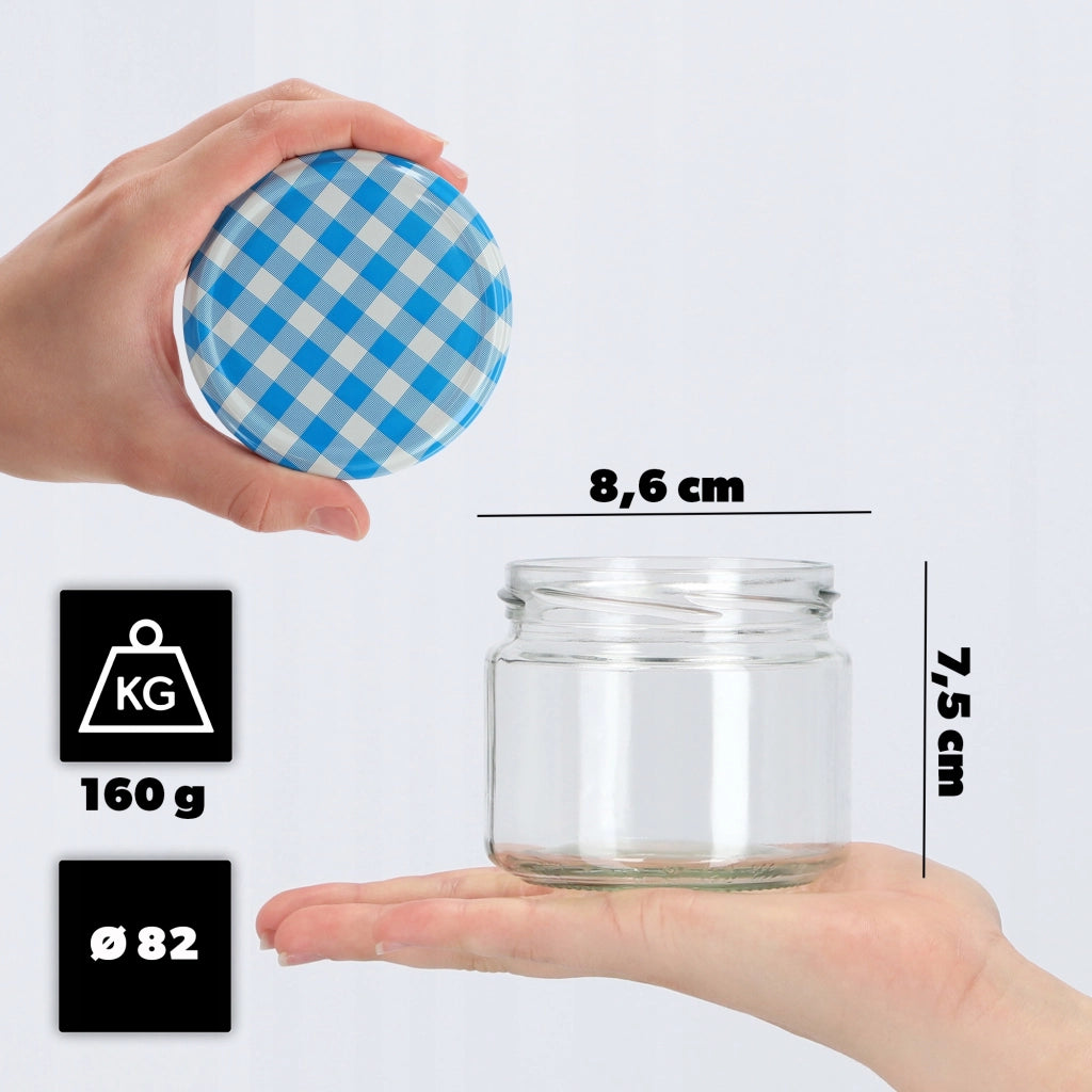 KADAX Sonka barattoli di vetro 330ml 10pz 82mm + coperchio "Blue Lattice"