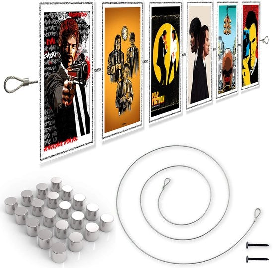 Fotokoord 200 cm con 20 magneti neodymium estremamente forti - Fotokoord, garantisce una presa perfetta per foto e cartoline - Fotokoord, 2 m