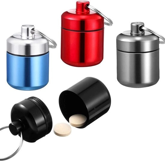 4 Pacchi di Piccoli Contenitori per Pastiglie da Viaggio Organizzatore di Pastiglie Portatile Casella per Pastiglie per Viaggi Outdoor Campeggio

- Modello: 
- Materiale: 
- Dimensioni: 
- Capacità: 
- Resistente all'acqua: Sì