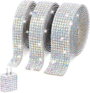 Lint strass autofissante - 3 pezzi - strisce di cristallo - decorazione DIY per feste - argento (AB)