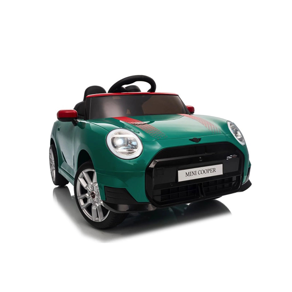 Macchina Elettrica per Bambini Licenza Ufficiale Mini Cooper S Cabrio 12V Sedili in Pelle e Telecomando Verde