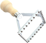 Faccia Ravioli - Forma Pasta - Crea Pasta da Solo - Manico in Legno - 6 cm Quadrato - Argento