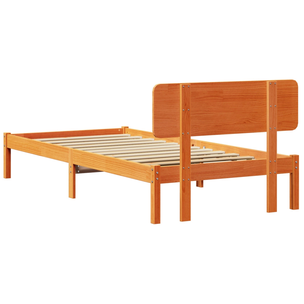 Struttura letto con testiera Cerato marrone 100x200 cm Legno massello di pino