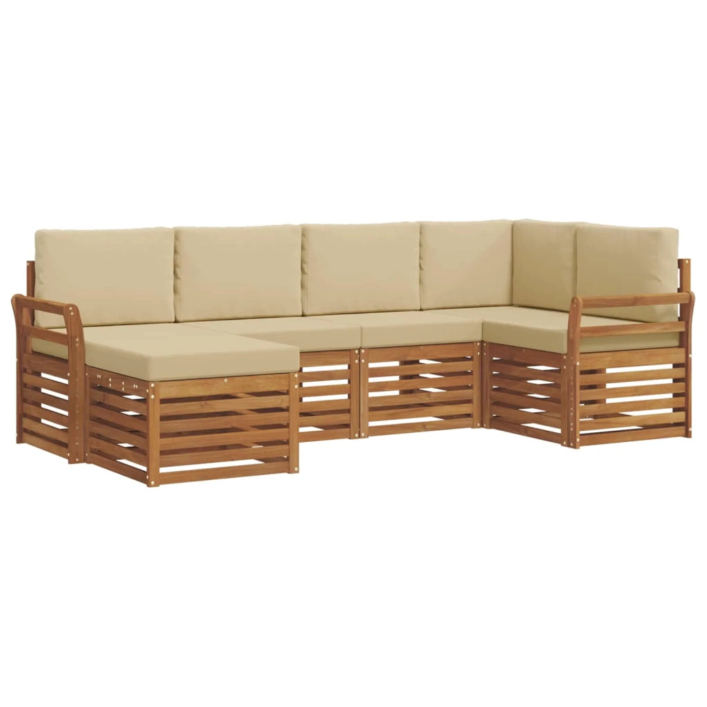 Set divano sezionale con cuscino 6 pcs Naturale e Beige