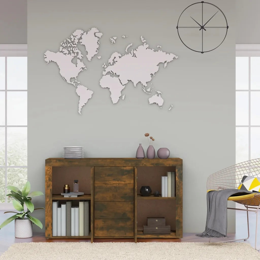 Credenza | Madia | Buffet da pranzo | Armadio da pranzo Rovere Fumo 120x36x69 cm in Legno Multistrato