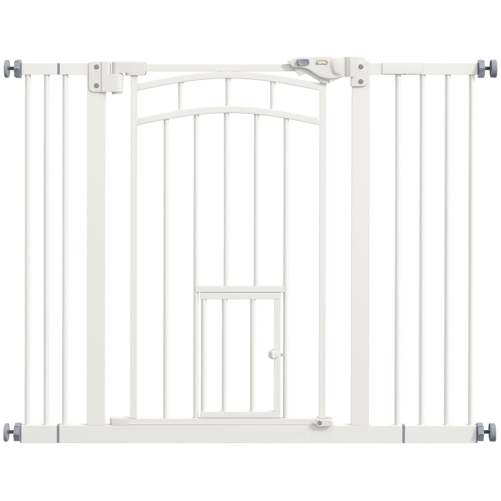 Cancello per Bambini e Cani con Chiusura Automatica ¨C zephmum ¨C 100x4x76 cm Bianco