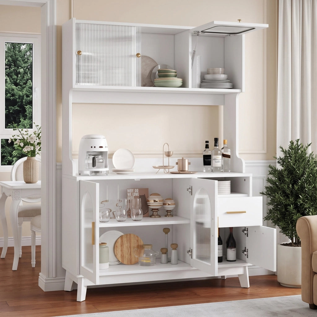 MADIA Alta 120x40x178 cm Bianco in pannello di legno con prese e USB