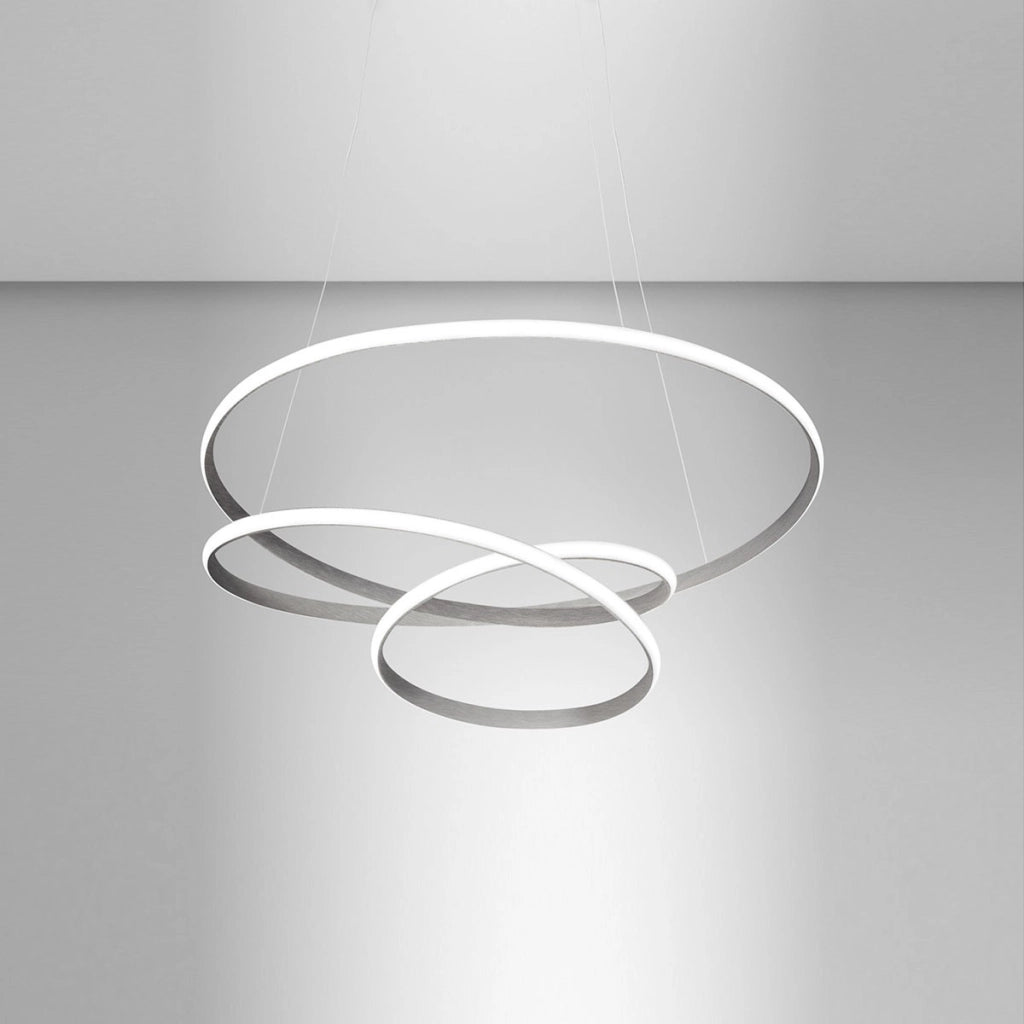 Lampada a sospensione Diva S/P in alluminio Titanio, LED 42W 2280lm 3000K, Dimmerabile taglio fase e push - Gea Luce