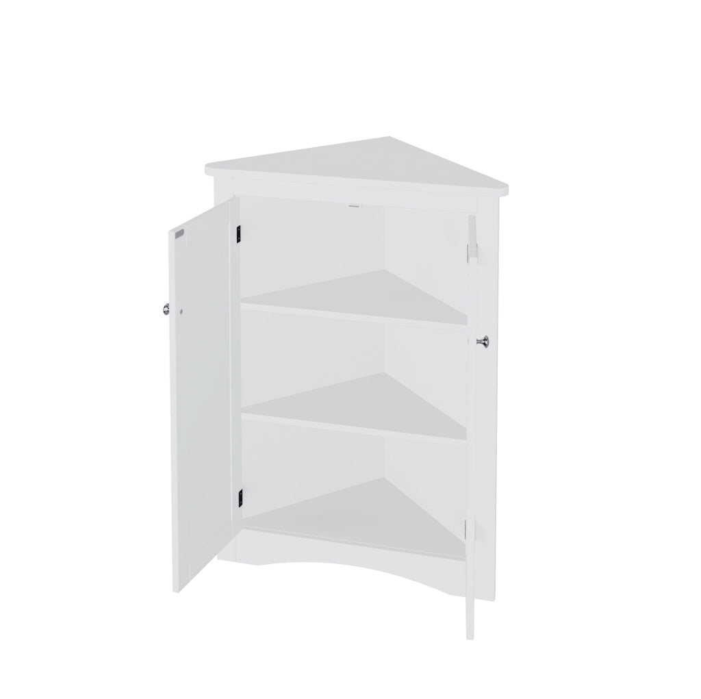 Armadio angolare bianco in MDF a 2 ante, 3 livelli, 61,5 x 80 cm
