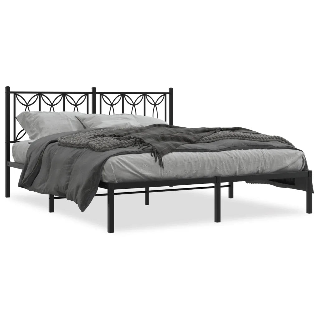 Giroletto con Testiera in Metallo Nero 150x200 cm 376130