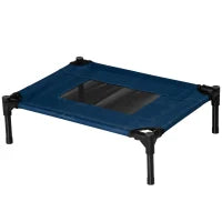 Lettino per Cani Rialzato con Seduta Traspirante, in Acciaio e Tessuto, 61x46x18 cm, Marrone e Nero