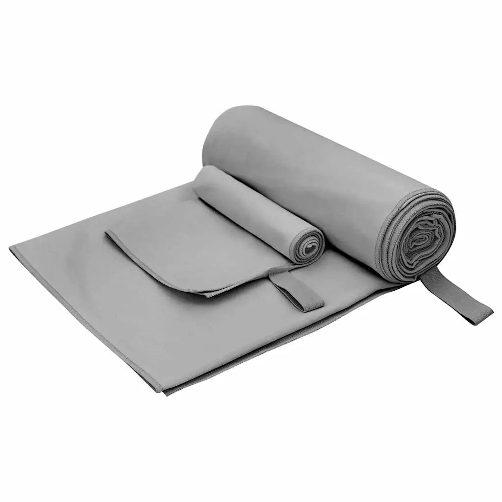 Set di Asciugamani Sportivi 2 pcs Grigio scuro Tessuto 42011493