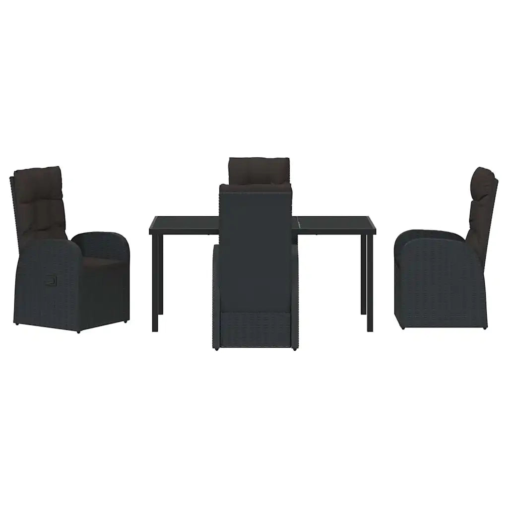 Set da Pranzo per Giardino con cuscino 5 pcs Nero polyrattan 3379509