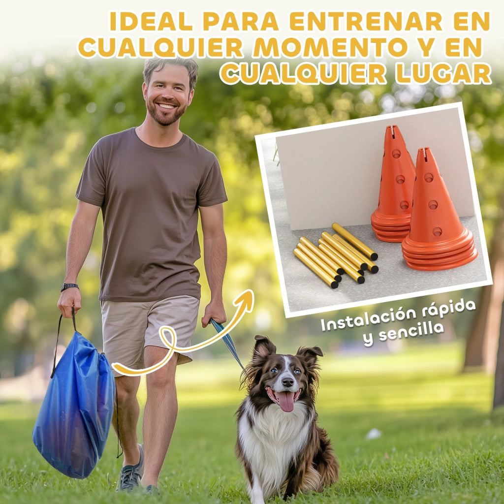 Set di Agilit¨¤ per Cani con 8 Coni e 8 Barriere ¨C Zephmum ¨C Verde
