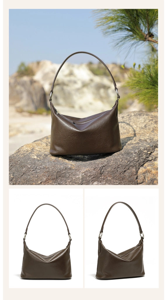 Borsa a tracolla da donna in vera pelle, stile western, marrone