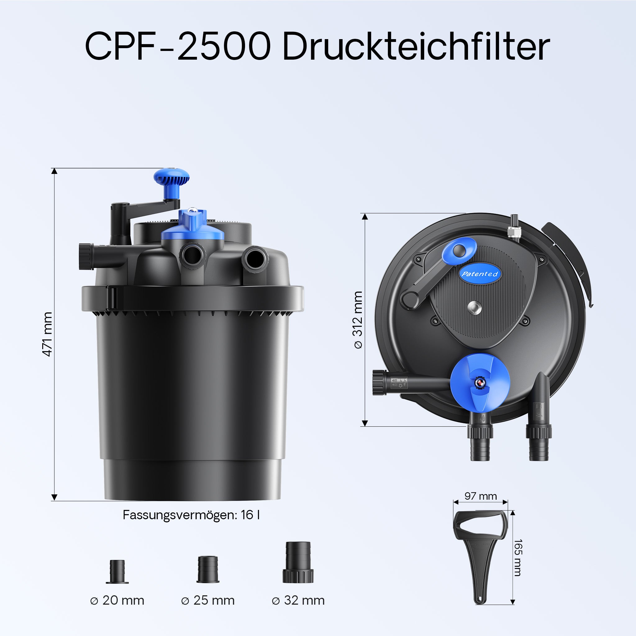 Set filtrante per laghetto CPF-2500 fino a 6000l UVC 11W Pompa NEO3800 Tubo
