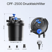 Set filtrante per laghetto CPF-2500 fino a 6000l UVC 11W Pompa NEO3800 Tubo