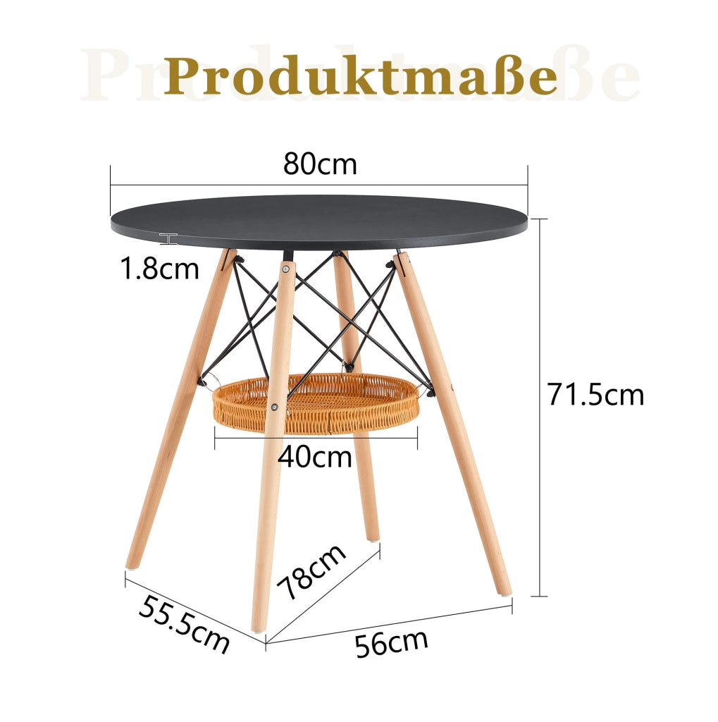 Tavolo da pranzo rotondo Ø80 cm con cestino sospeso