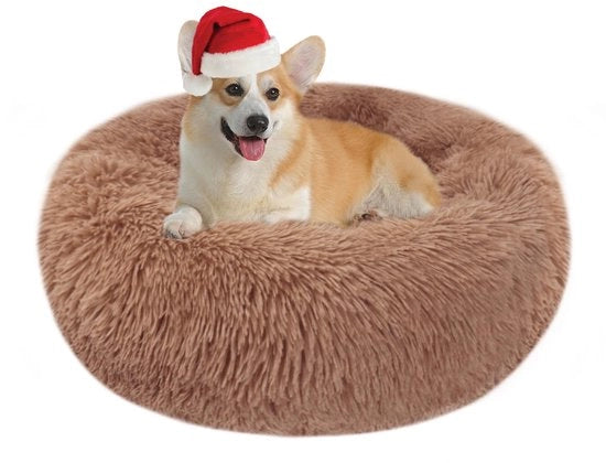 Cuscino per Cani e Gatti Ronde e Soffice Donut, Knuffelabile, Lava in Acqua, Dimensioni S/M/L/XL/XXL, Adatto a Cani, Gatti e Altri Animali Domestici (XL-70cm, Marrone)