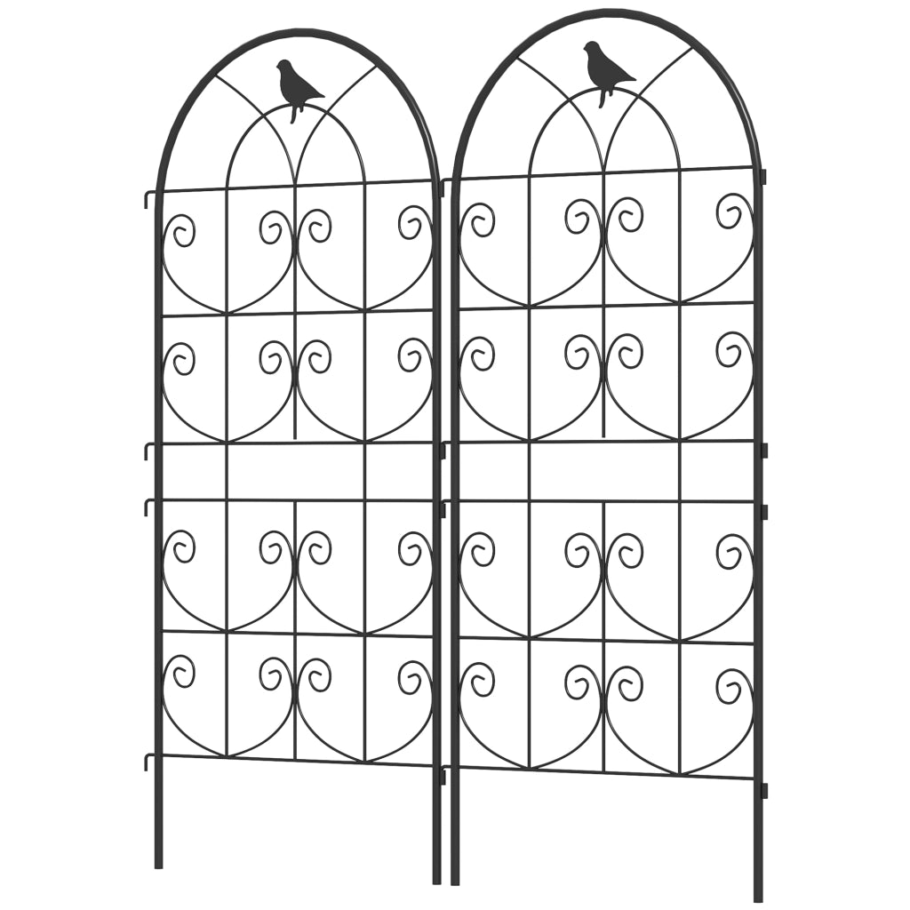 Supporto per piante rampicanti con uccelli ¨C zephmum ¨C 2 pezzi metallo 50x120 cm nero