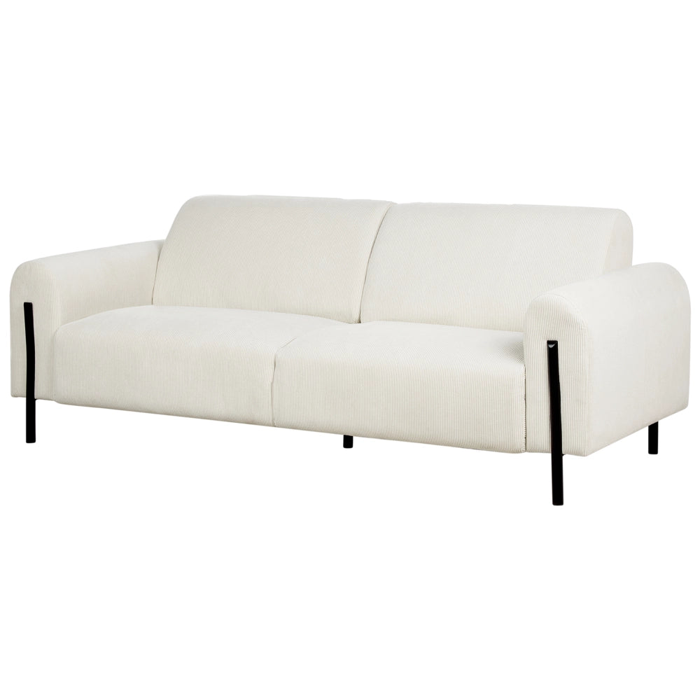 Divano 3 posti rivestito in velluto bianco schienale regolabile stile moderno