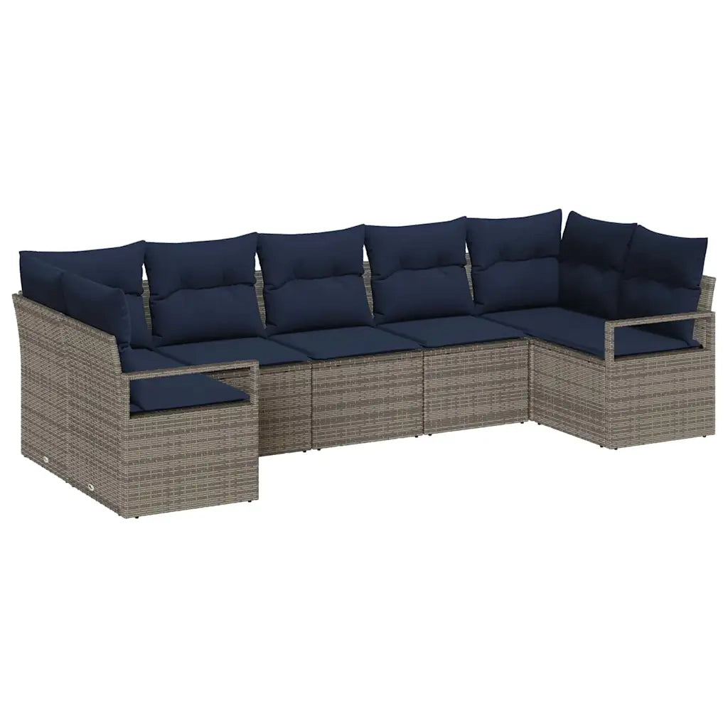 Set di divani con cuscino 7 pcs Grigio polyrattan
