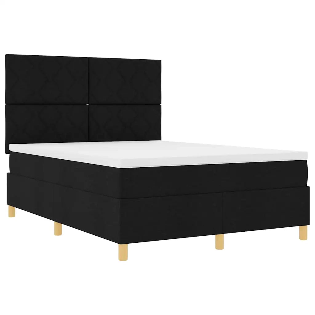 Letto a Sorgente LED con materasso Nero 140 x 190 cm Tessuto 3343175