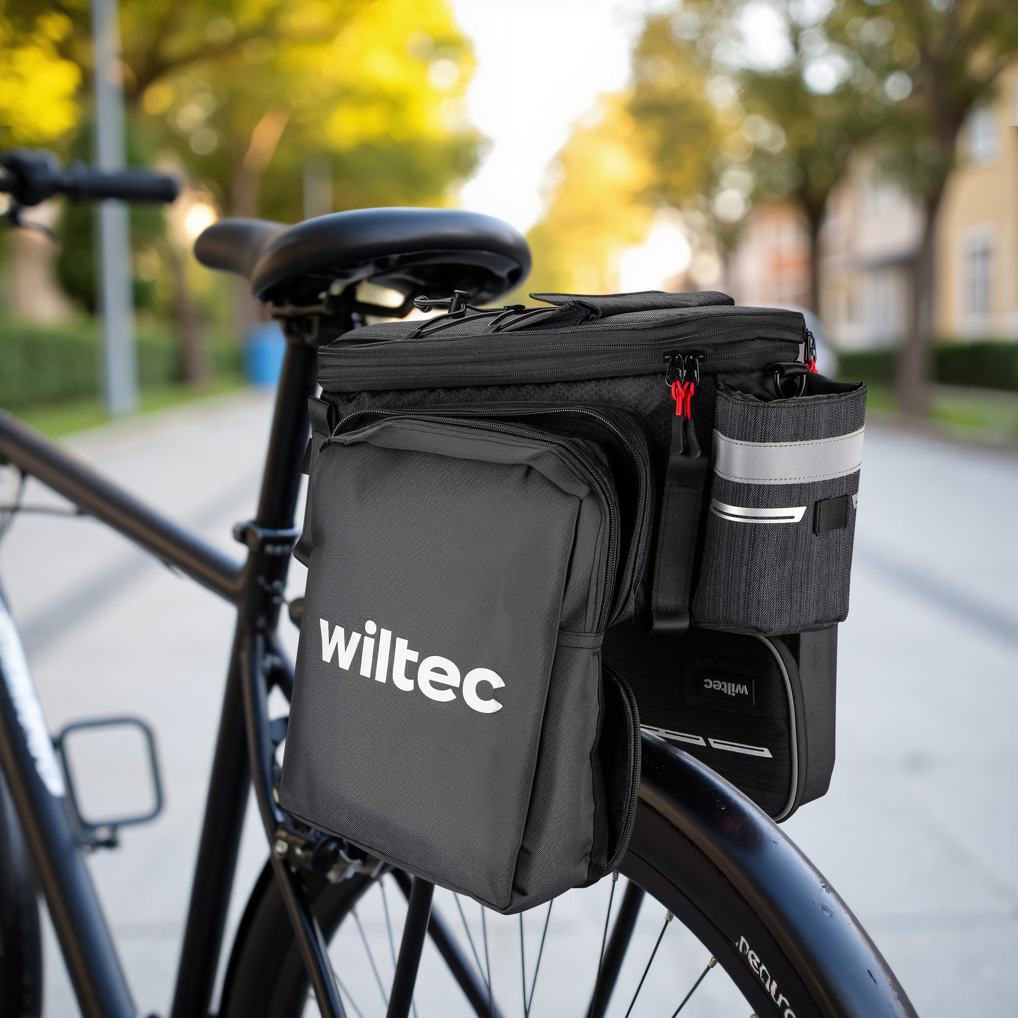 Borsa per portapacchi posteriore bici espandibile fino a 20 L grigia, impermeabile e multiuso, scomparto laptop ed elementi riflettenti