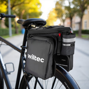 Borsa per portapacchi posteriore bici espandibile fino a 20 L grigia, impermeabile e multiuso, scomparto laptop ed elementi riflettenti