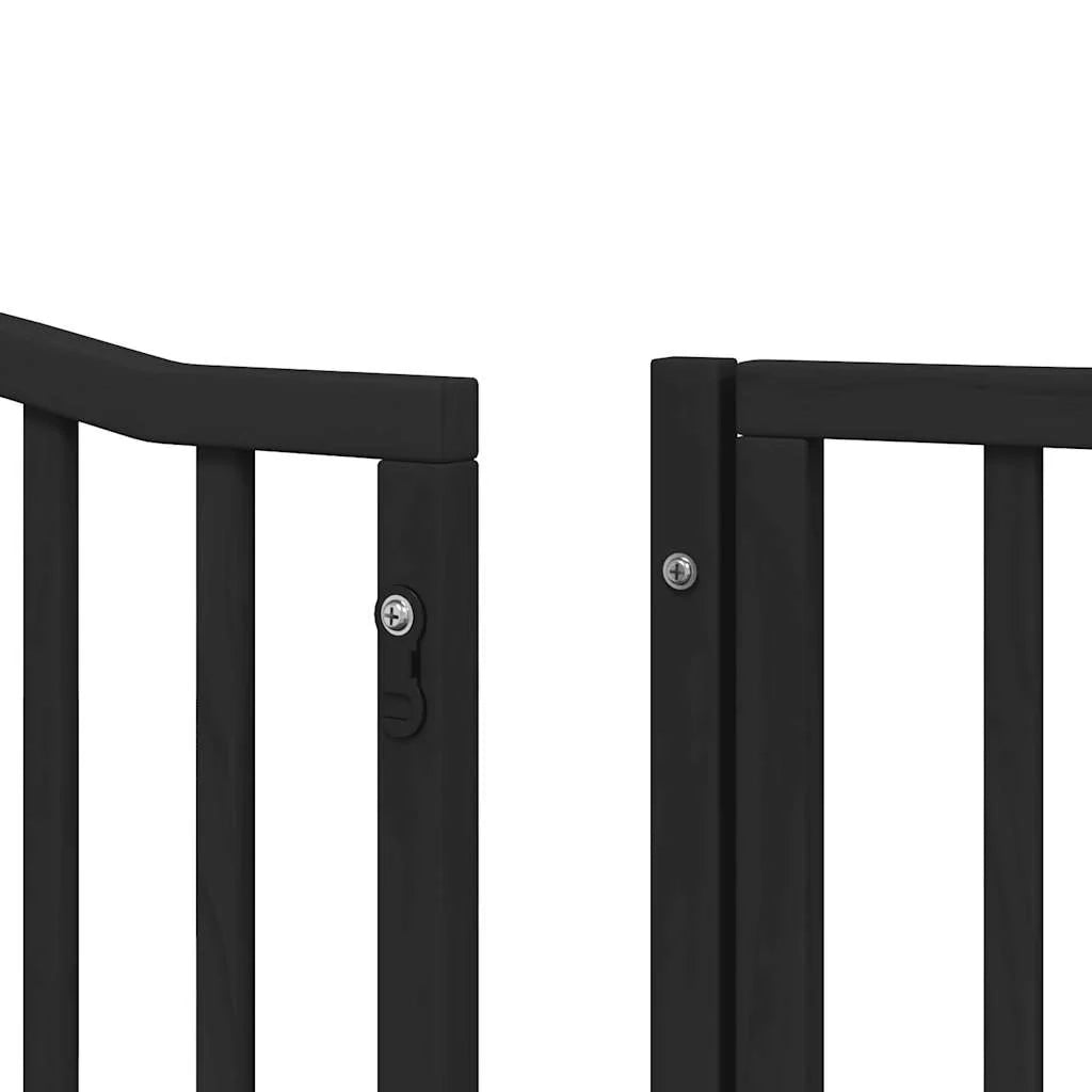 Cancelletto di sicurezza per animali domestici porta pieghevole 6 pannelli legno di pioppo nero 02_0023224