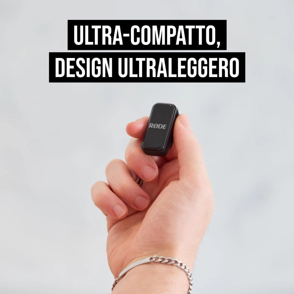 RØDE Wireless Micro - Microfono wireless compatto, due microfoni con custodia di ricarica per la creazione di contenuti per smartphone - Lightning, nero